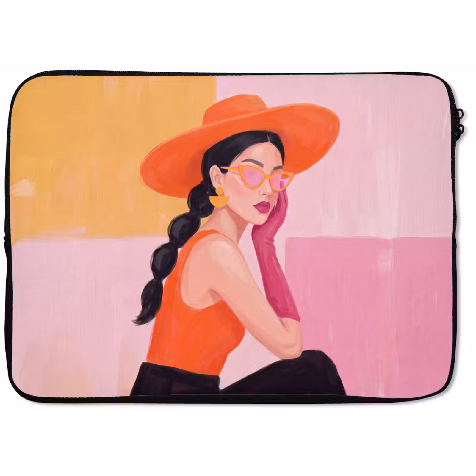 Laptophoes - Vrouw - Hoed - Mode - Modern - Oranje — 1
