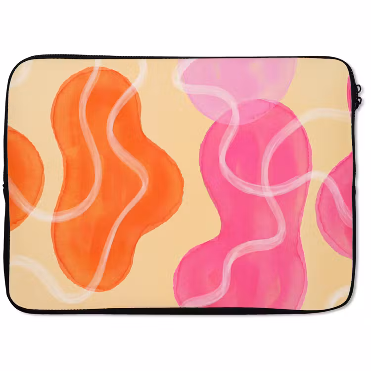 Laptophoes - Abstract - Aquarel - Organisch - Oranje - Roze — 1