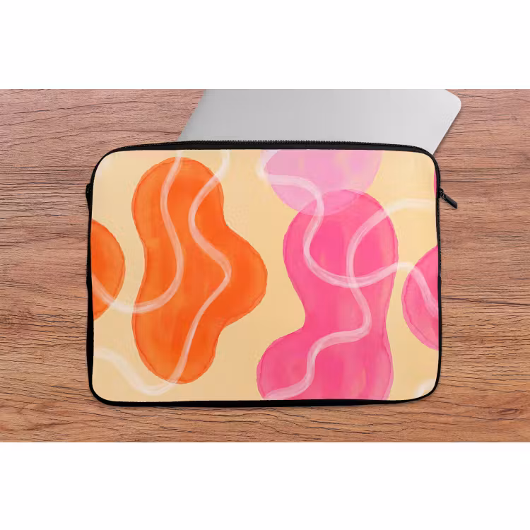Laptophoes - Abstract - Aquarel - Organisch - Oranje - Roze — 2