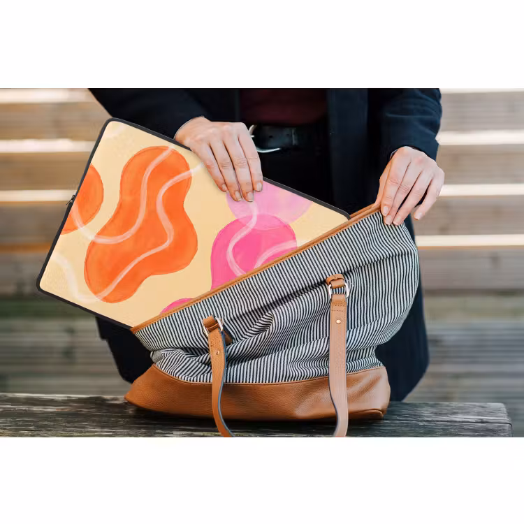 Laptophoes - Abstract - Aquarel - Organisch - Oranje - Roze — 4