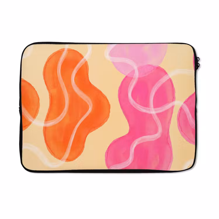 Laptophoes - Abstract - Aquarel - Organisch - Oranje - Roze — 5
