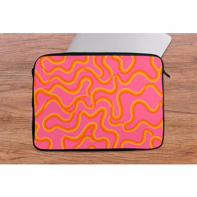 Laptophoes - Abstract - Golvende lijnen - Modern - Kleurrijk — 2