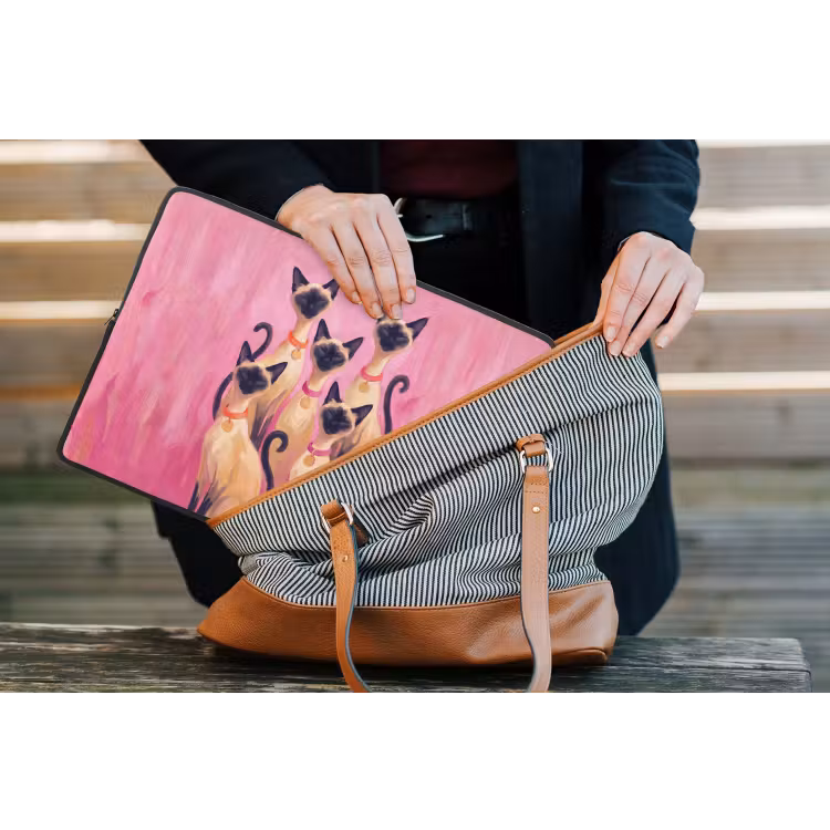 Laptophoes - Kat - Groep - Dieren - Modern - Roze — 4