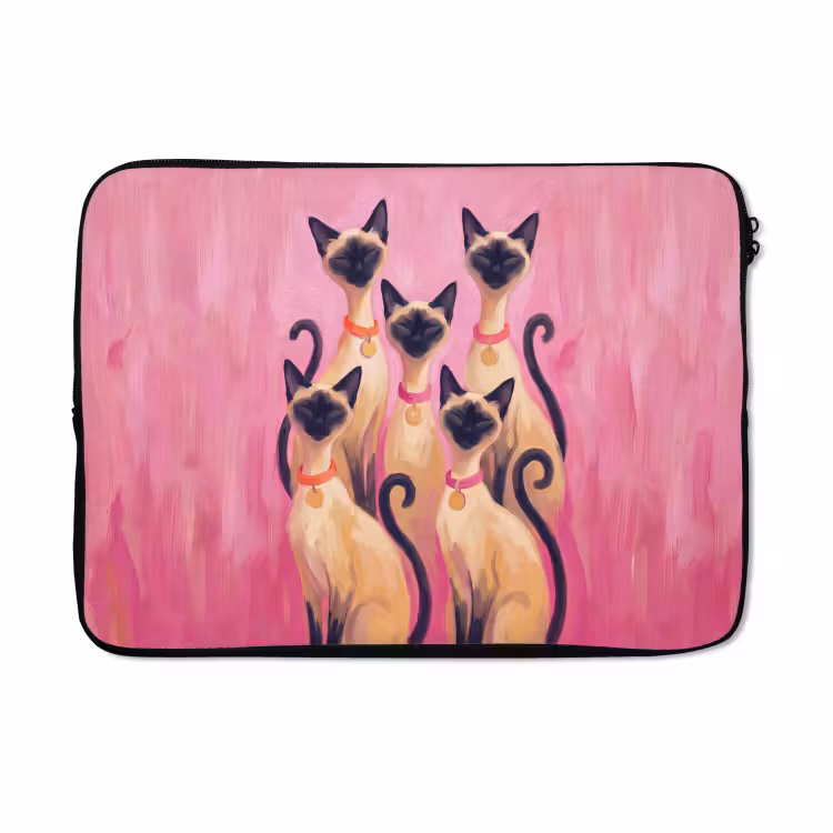 Laptophoes - Kat - Groep - Dieren - Modern - Roze — 5