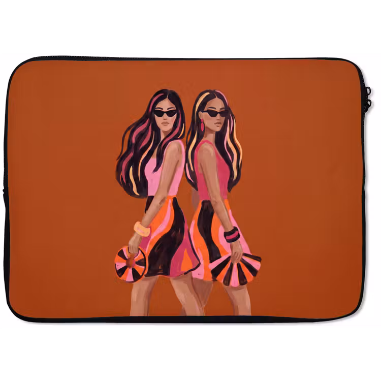 Laptophoes - Mensen - Duo - Mode - Illustratie - Kleurrijk — 1