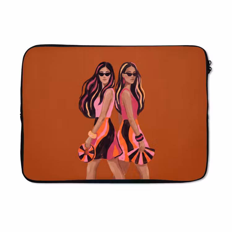 Laptophoes - Mensen - Duo - Mode - Illustratie - Kleurrijk — 5
