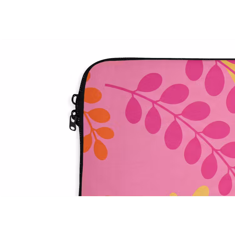 Laptophoes - Natuur - Bladeren - Abstract - Roze - Geel — 6