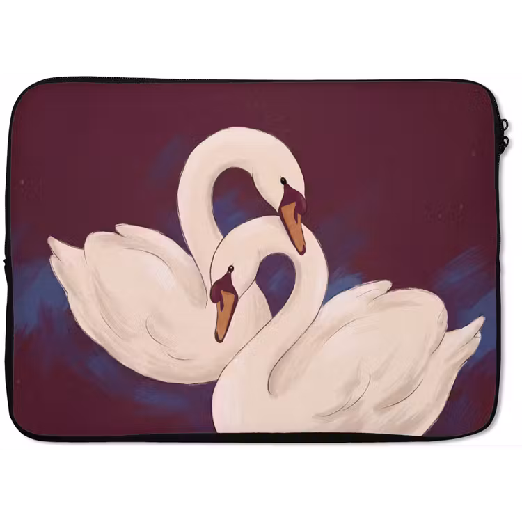 Laptophoes - Vogel - Koppel - Liefde - Abstract - Wit — 1