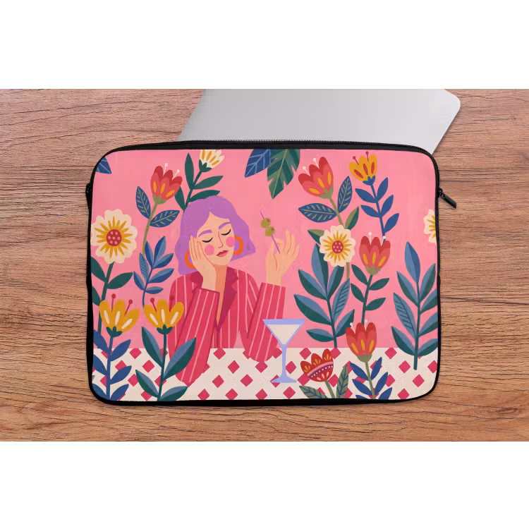 Laptophoes - Vrouw - Cocktail - Bloemen - Modern - Roze — 2