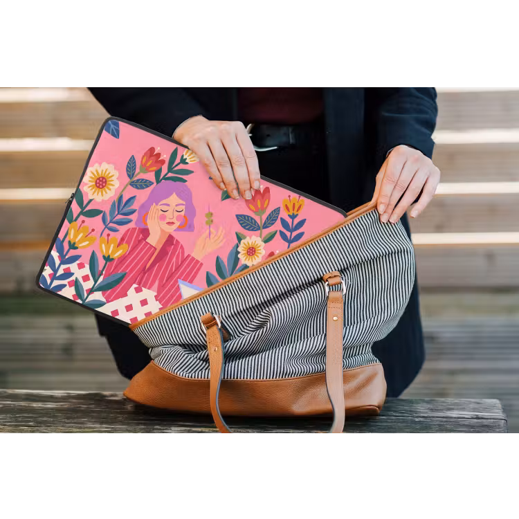 Laptophoes - Vrouw - Cocktail - Bloemen - Modern - Roze — 4
