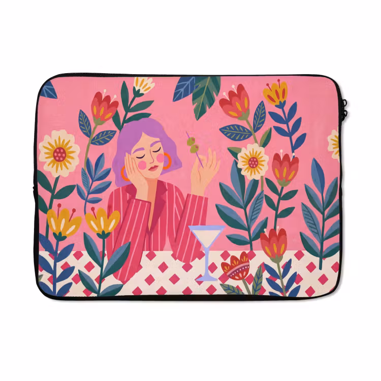 Laptophoes - Vrouw - Cocktail - Bloemen - Modern - Roze — 5