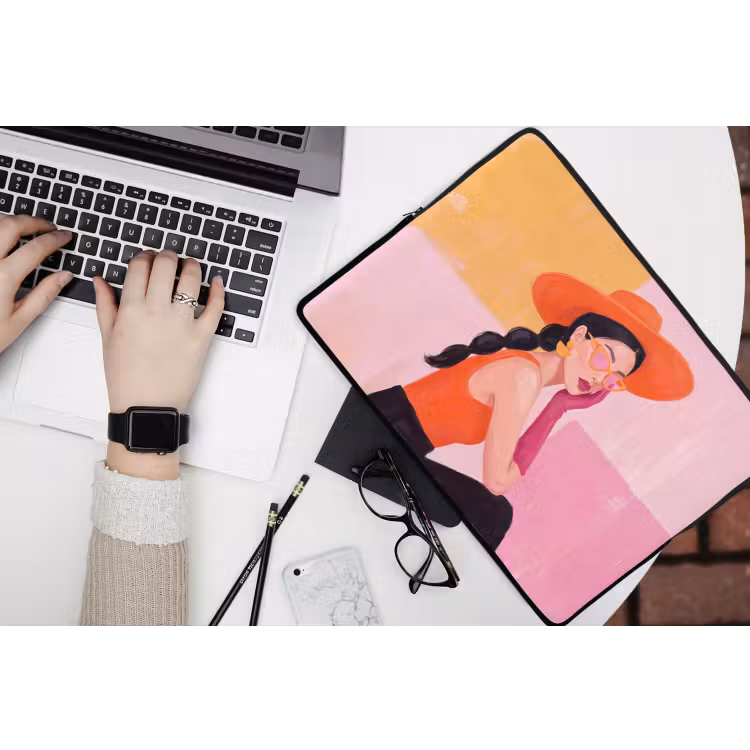 Laptophoes - Vrouw - Hoed - Mode - Modern - Oranje — 3