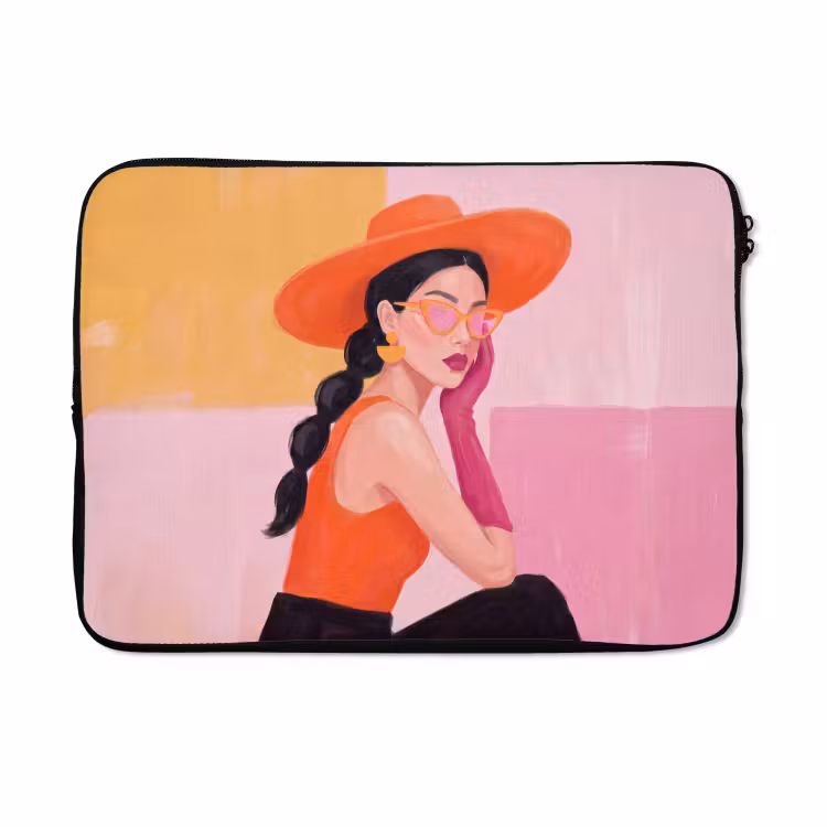Laptophoes - Vrouw - Hoed - Mode - Modern - Oranje — 5