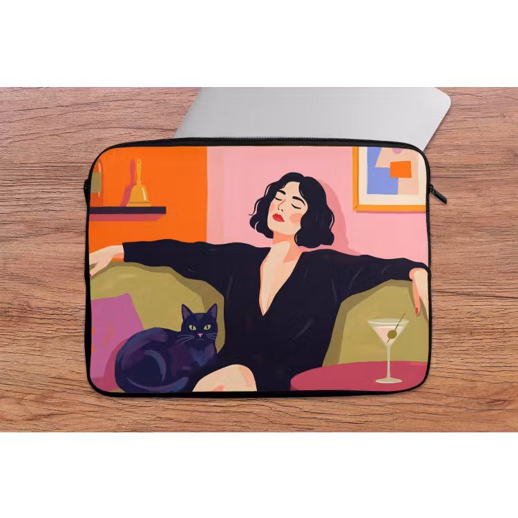 Laptophoes - Vrouw - Kat - Interieur - Modern - Kleurrijk — 2