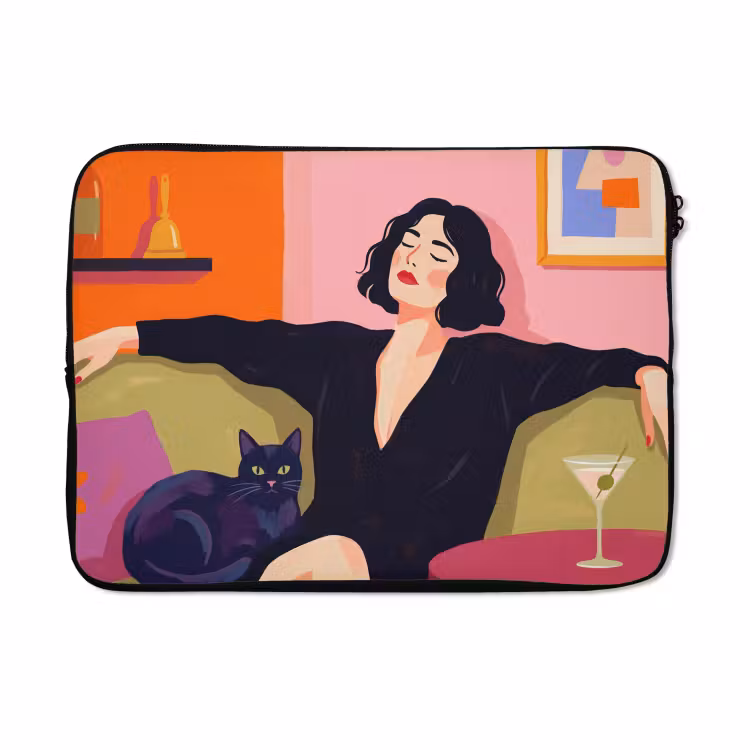 Laptophoes - Vrouw - Kat - Interieur - Modern - Kleurrijk — 5