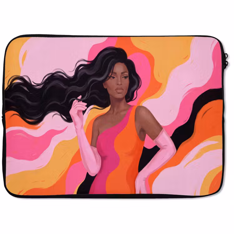 Laptophoes - Vrouw - Portret - Kleurrijk - Modern - Kunst — 1