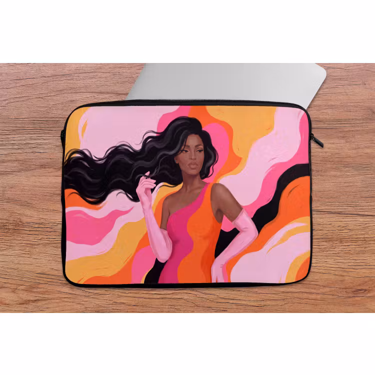 Laptophoes - Vrouw - Portret - Kleurrijk - Modern - Kunst — 2