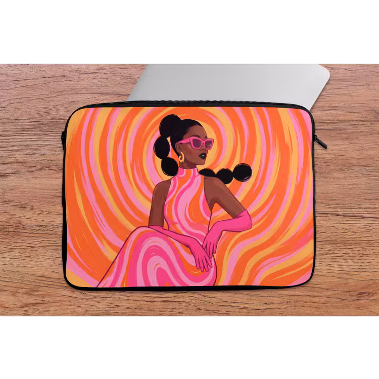 Laptophoes - Vrouw - Portret - Kunst - Abstract - Roze — 2