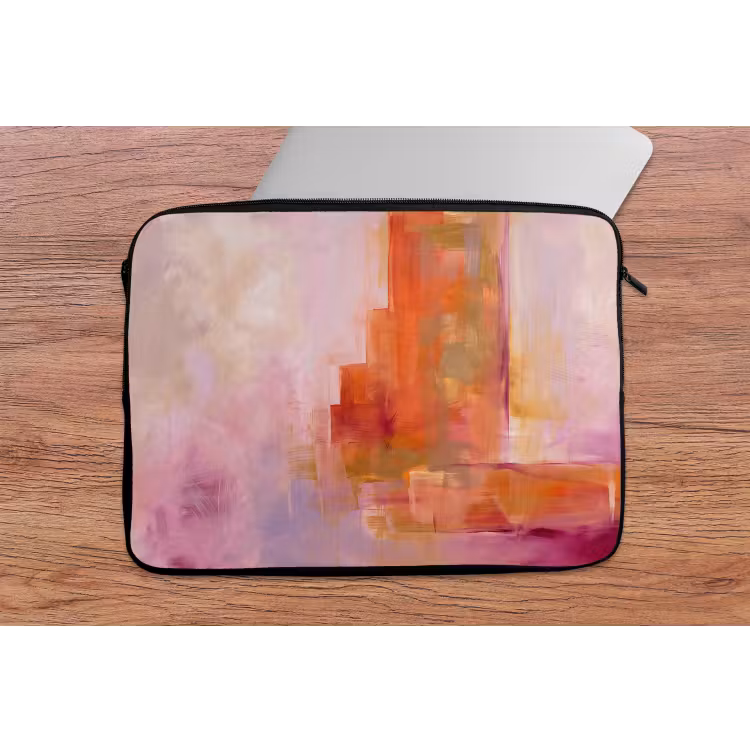 Laptophoes - Abstract - Borstelstreken - Kunst - Paars - Goud — 2