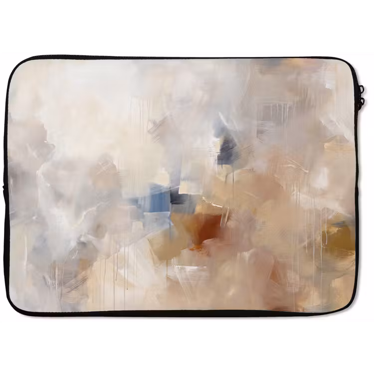 Laptophoes - Abstract - Borstelstreken - Modern - Beige - Kunst — 1
