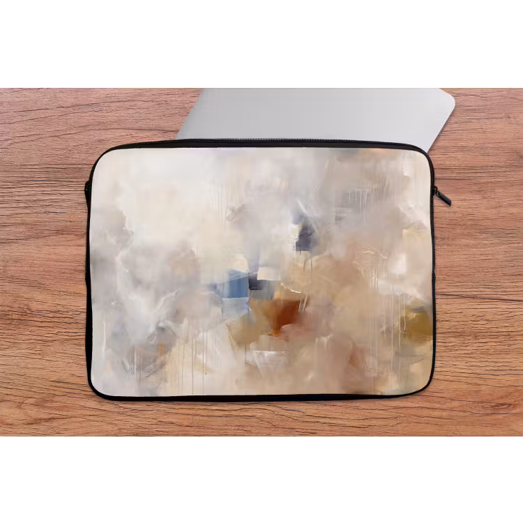 Laptophoes - Abstract - Borstelstreken - Modern - Beige - Kunst — 2