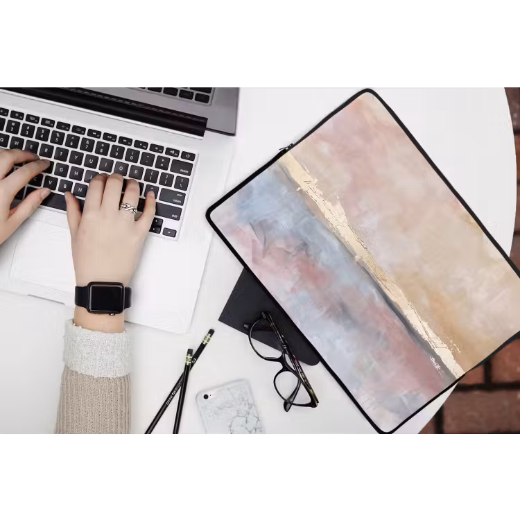 Laptophoes - Abstract - Horizontaal - Kunst - Roze - Goud — 3