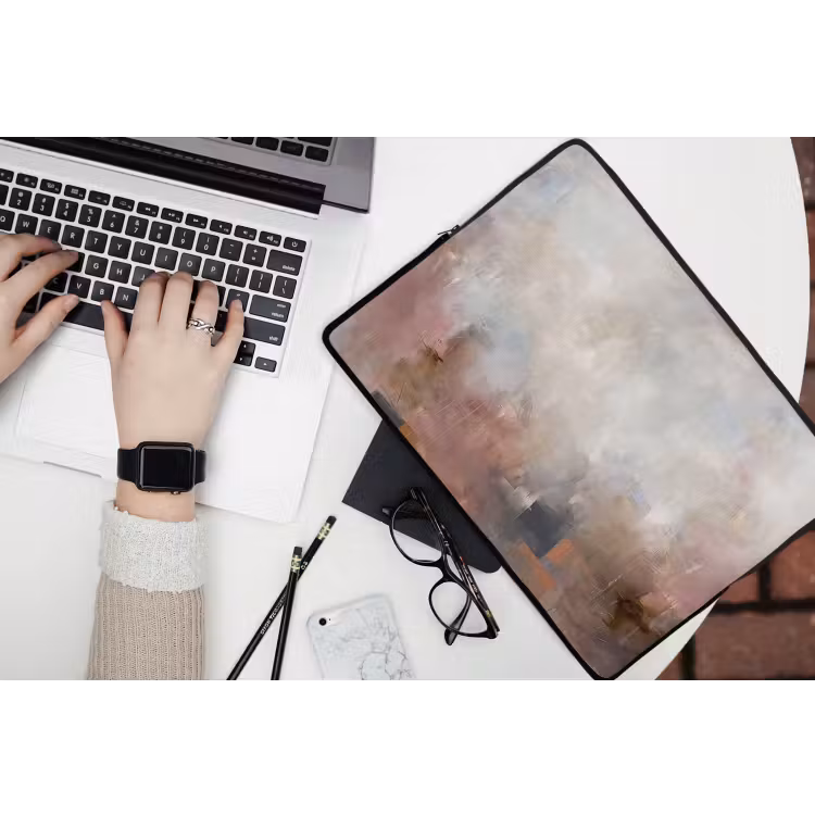 Laptophoes - Abstract - Vloeiend - Kunst - Modern - Beige — 3