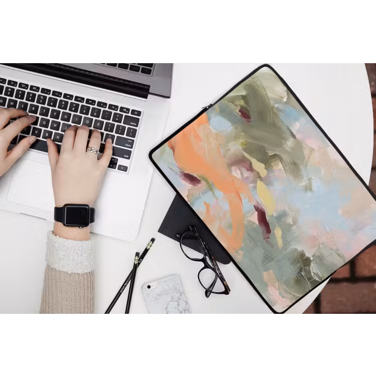 Laptophoes - Abstract - Borstelstreken - Kunst - Modern - Pastel — 3