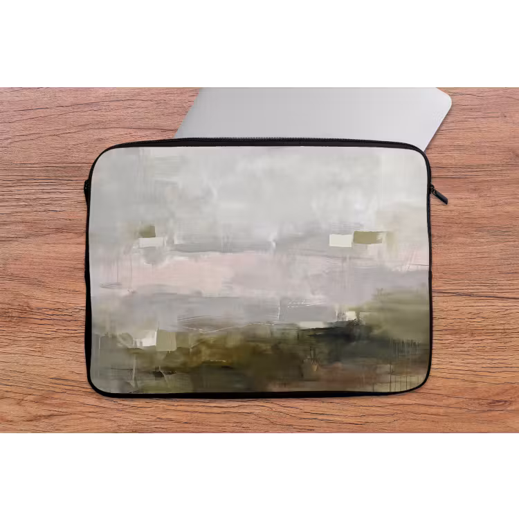 Laptophoes - Abstract - Gelaagd - Kunst - Modern - Grijs-Groen — 2