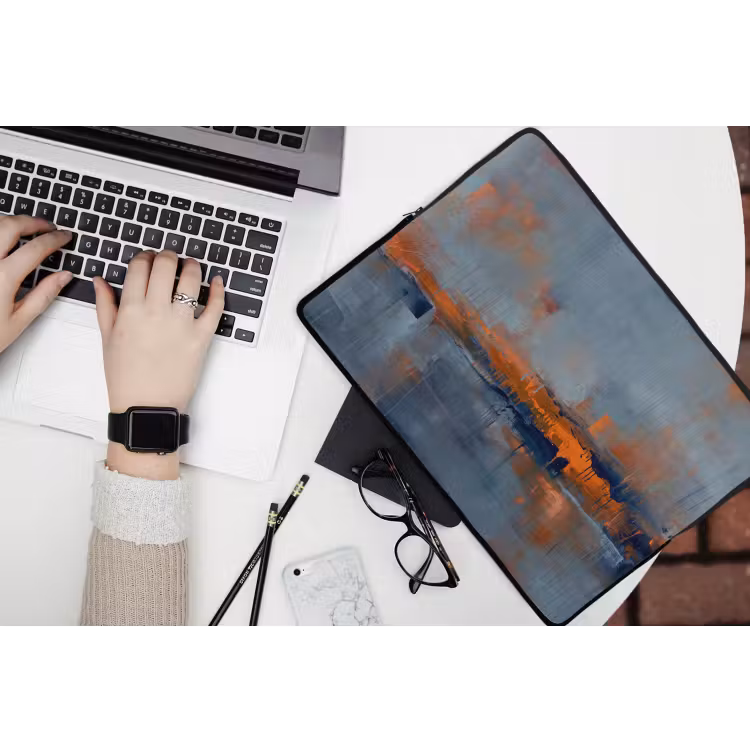 Laptophoes - Abstract - Kleuren - Modern - Oranje - Grijs — 3