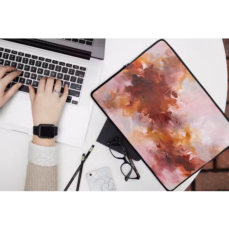 Laptophoes - Abstract - Kleurrijk - Kunst - Modern - Roze-Rood — 3