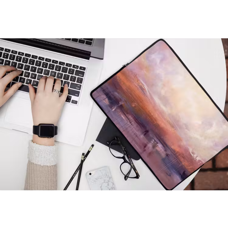 Laptophoes - Abstract - Landschap - Modern - Paars - Oranje — 3