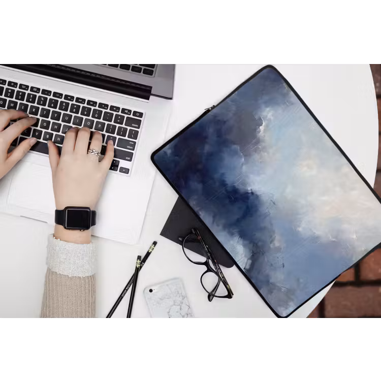 Laptophoes - Abstract - Wolken - Modern - Blauw - Kunst — 3