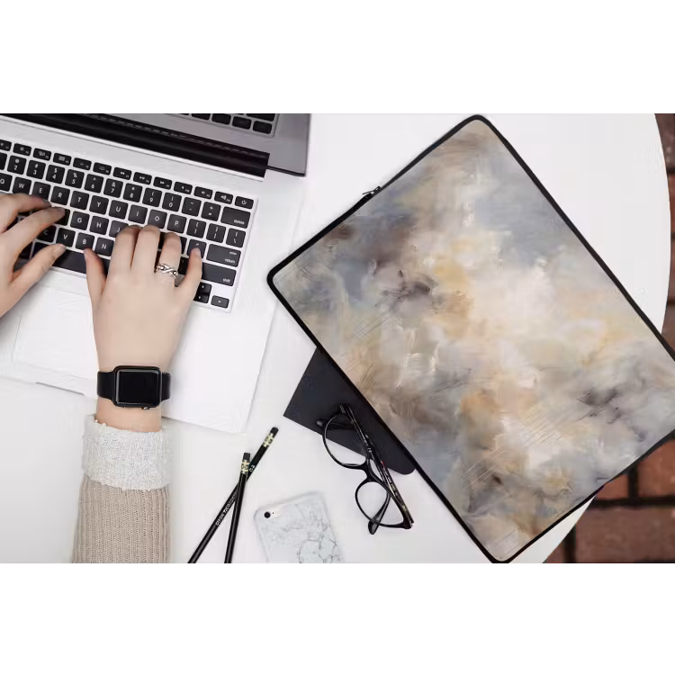 Laptophoes - Abstract - Wolken - Sfeervol - Beige - Grijs — 3