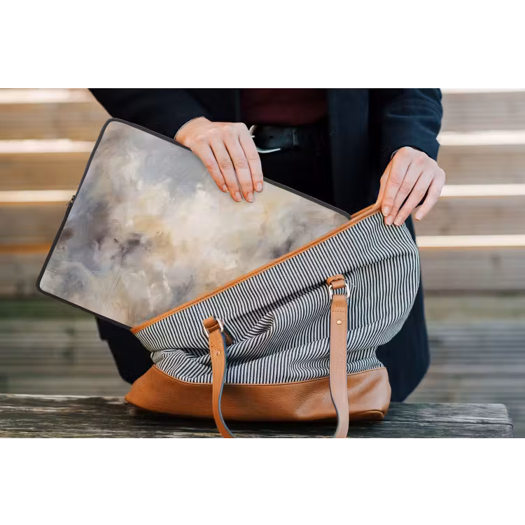 Laptophoes - Abstract - Wolken - Sfeervol - Beige - Grijs — 4