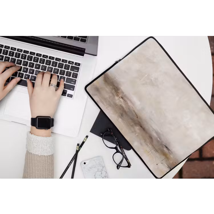 Laptophoes - Abstrakt - Landschap - Modern - Beige - Kunst — 3