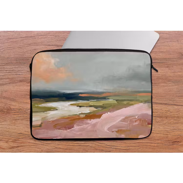 Laptophoes - Landschap - Rivier - Abstract - Roze - Groen — 2