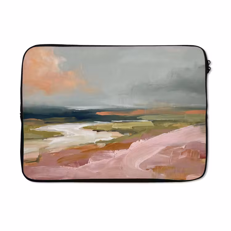 Laptophoes - Landschap - Rivier - Abstract - Roze - Groen — 5