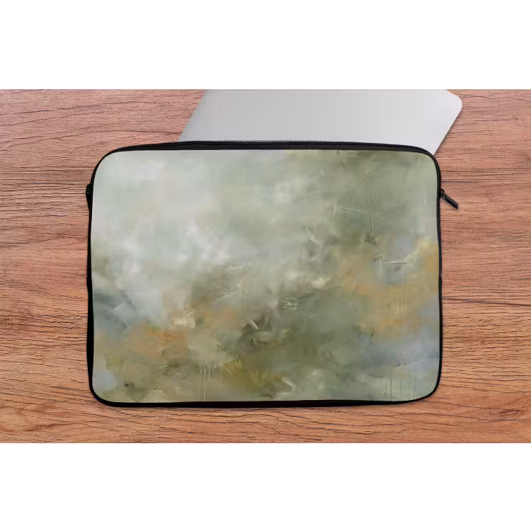 Laptophoes - Abstract - Groen - Beige - Modern - Kunst — 2