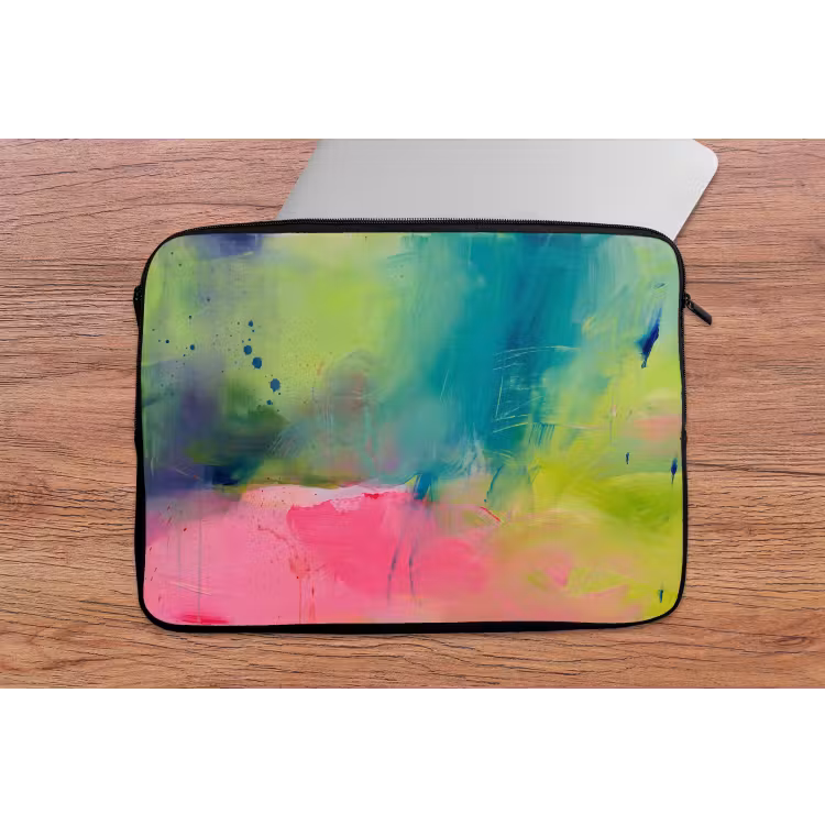 Laptophoes - Abstract - Kleuren - Modern - Groen - Roze — 2
