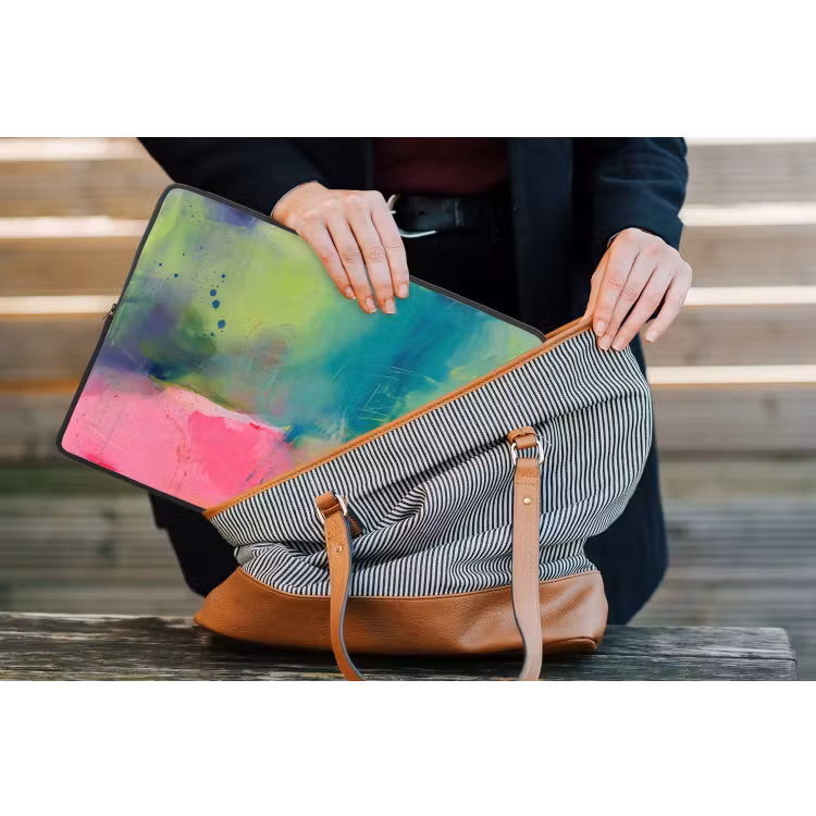 Laptophoes - Abstract - Kleuren - Modern - Groen - Roze — 4
