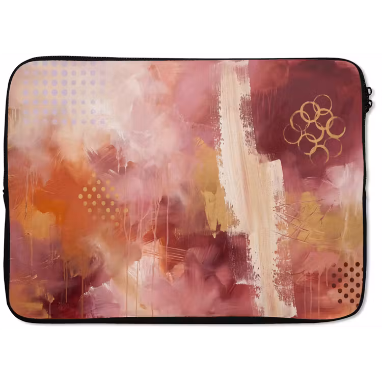 Laptophoes - Abstract - Rood - Goud - Modern - Kunst — 1