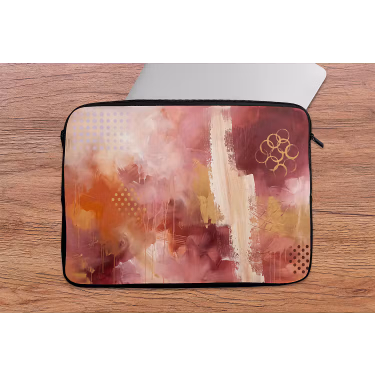 Laptophoes - Abstract - Rood - Goud - Modern - Kunst — 2