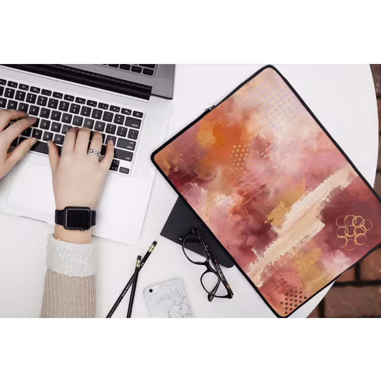 Laptophoes - Abstract - Rood - Goud - Modern - Kunst — 3