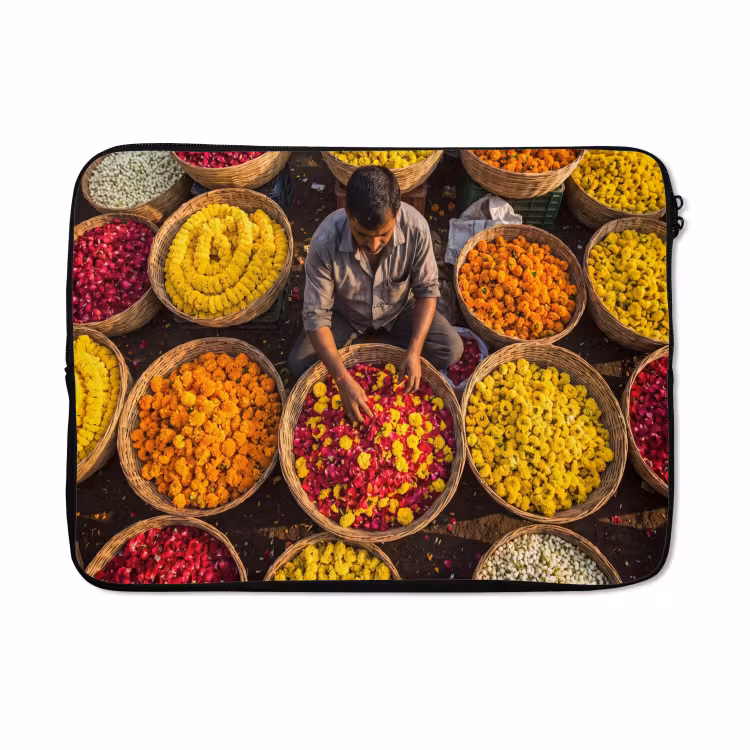 Laptophoes - Bloemen - Markt - Kleurrijk — 5