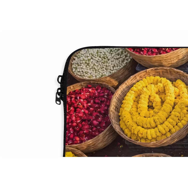 Laptophoes - Bloemen - Markt - Kleurrijk — 6