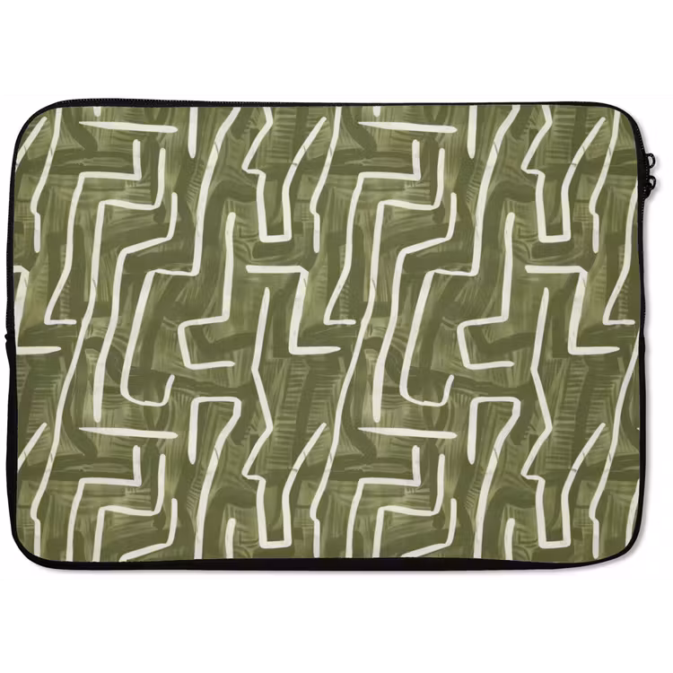 Laptophoes - Groen - Abstract - Penseelstreken - Patroon — 1