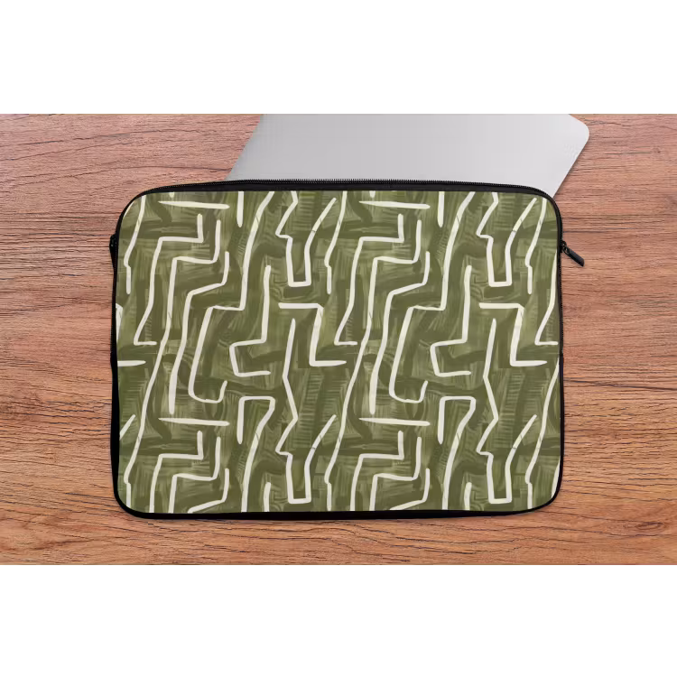 Laptophoes - Groen - Abstract - Penseelstreken - Patroon — 2