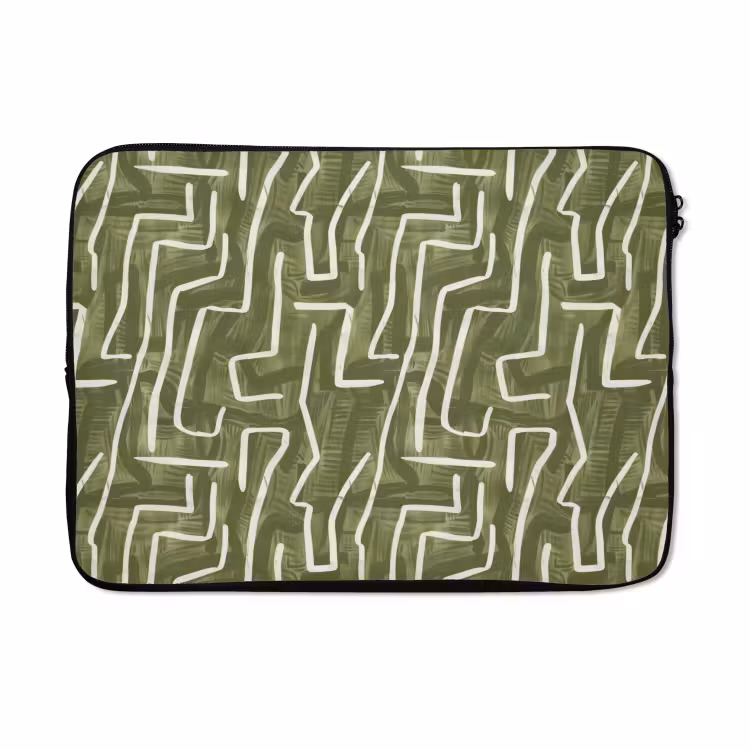 Laptophoes - Groen - Abstract - Penseelstreken - Patroon — 5