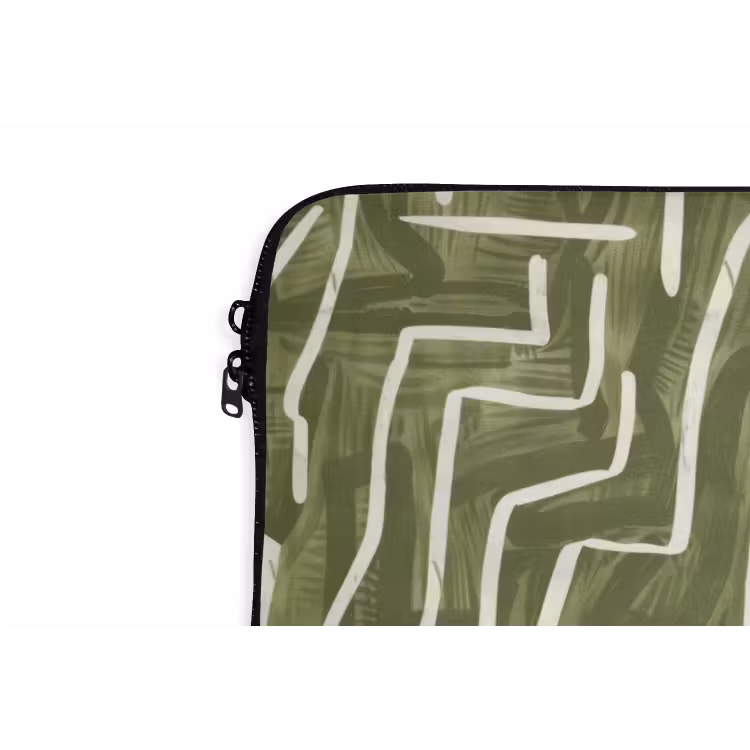 Laptophoes - Groen - Abstract - Penseelstreken - Patroon — 6